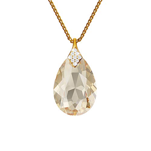 Kette Damen mit Anhänger - Halskette Damen Silber 925 - elegante und moderne Schmuck für Sie - Vergoldete Silber Kette in Form eines Tropfens - Wetten Sie Auf Ketten Anhänger - mit Kristalle von Panda-Jewellery