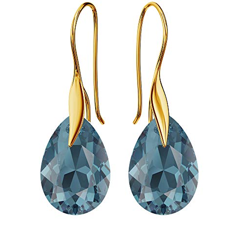 Ohrringe Silber 925 Hängend - Vergoldete Ohrringe Hängend mit Kristallen - Wählen Sie Schmuck für Sie - Wetten Sie Auf Silber Ohrringe Damen in Form eines Tropfes von Panda-Jewellery