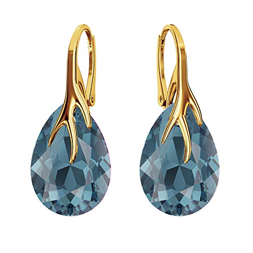 Panda-Jewellery Ohrringe Silber 925 Hängend - Vergoldete Hänger mit Kristallen - Wählen Sie Schmuck für Sie - Wetten Sie Auf Silber Ohrringe Damen in Form eines Tropfes (Montana) von Panda-Jewellery