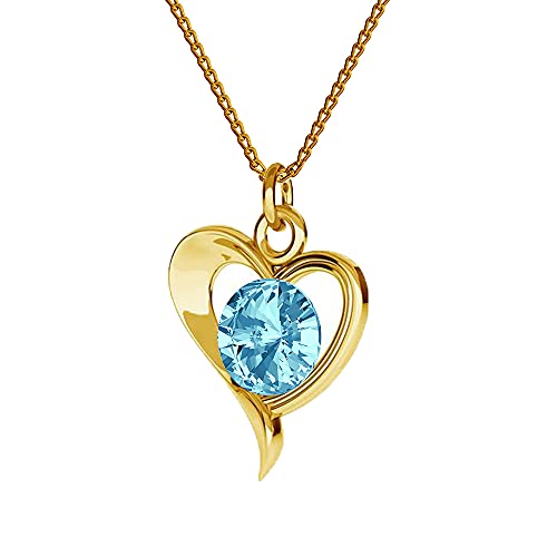 Vergoldet Halskette Damen Silber 925 Kette mit Anhänger - Viele Farben - Kette mit Kristallen Herz - Mädchen elegante Schmuck für Sie - Geschenk Frauen Geschenkbox Handmade: Ketten von Panda-Jewellery