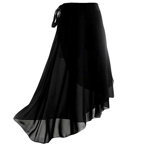 Ballettrock für Erwachsene Wickel über Chiffon Schal Frauen Tanz Trikot Tutu Rock, Schwarz, 80 cm von Panda Legends