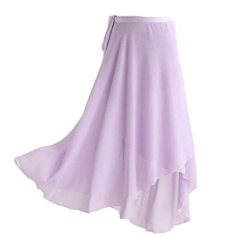 Panda Legends Frauen Chiffon Langer Balletttanz Wickelrock mit Bund, Violett, 80cm von Panda Legends