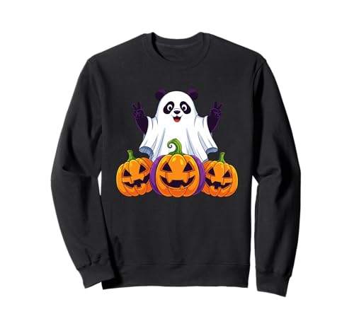 Lustiger Panda Geist Kürbis Boo Halloween Kinder Herren Damen Sweatshirt von Panda Lovers Halloween Ghost Pumpkin Outfits