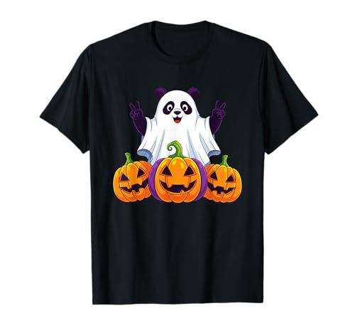 Lustiger Panda Geist Kürbis Boo Halloween Kinder Herren Damen T-Shirt von Panda Lovers Halloween Ghost Pumpkin Outfits