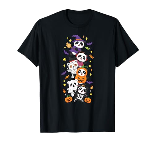 Lustiger Panda Hexe Vampir Geist Halloween Kinder Herren Damen T-Shirt von Panda Lovers Halloween Skeleton Mummy Outfits