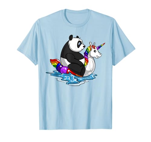 Pandabär Reitet Auf Einhorn Schwimmtier Floß Jungen Kinder T-Shirt von Panda Pool Party Clothing