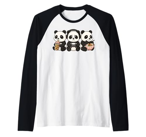 Panda Kawaii Gamer Gaming Boba Tea Ramen Jungen Mädchen Kinder Raglan Panda Kawaii Gamer Gaming Boba Tea Ramen Jungen Mädchen Kinder Raglan von PandaAxis1
