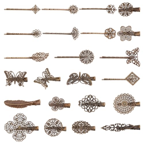 PandaHall Elite 23 Stück Vintage Haarspangen Haarnadeln Haarspangen Klemmen Bobby Pin Blatt Blume Schmetterling Haarspange 23 Stile für Mädchen und Frauen Antique Bronze von PH PandaHall