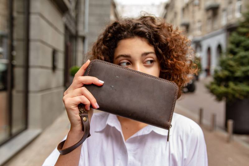 Herren Leder Portemonnaie, Geldbörse Mit Schlüsselband, Geldbörse Reißverschluss, Handytasche, Reisemappe von PandaUA