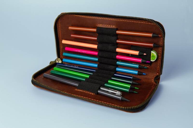 Ledermäppchen, Federmäppchen, Stiftmäppchen, Mäppchen Aus Leder, Reißverschlussmäppchen von PandaUA