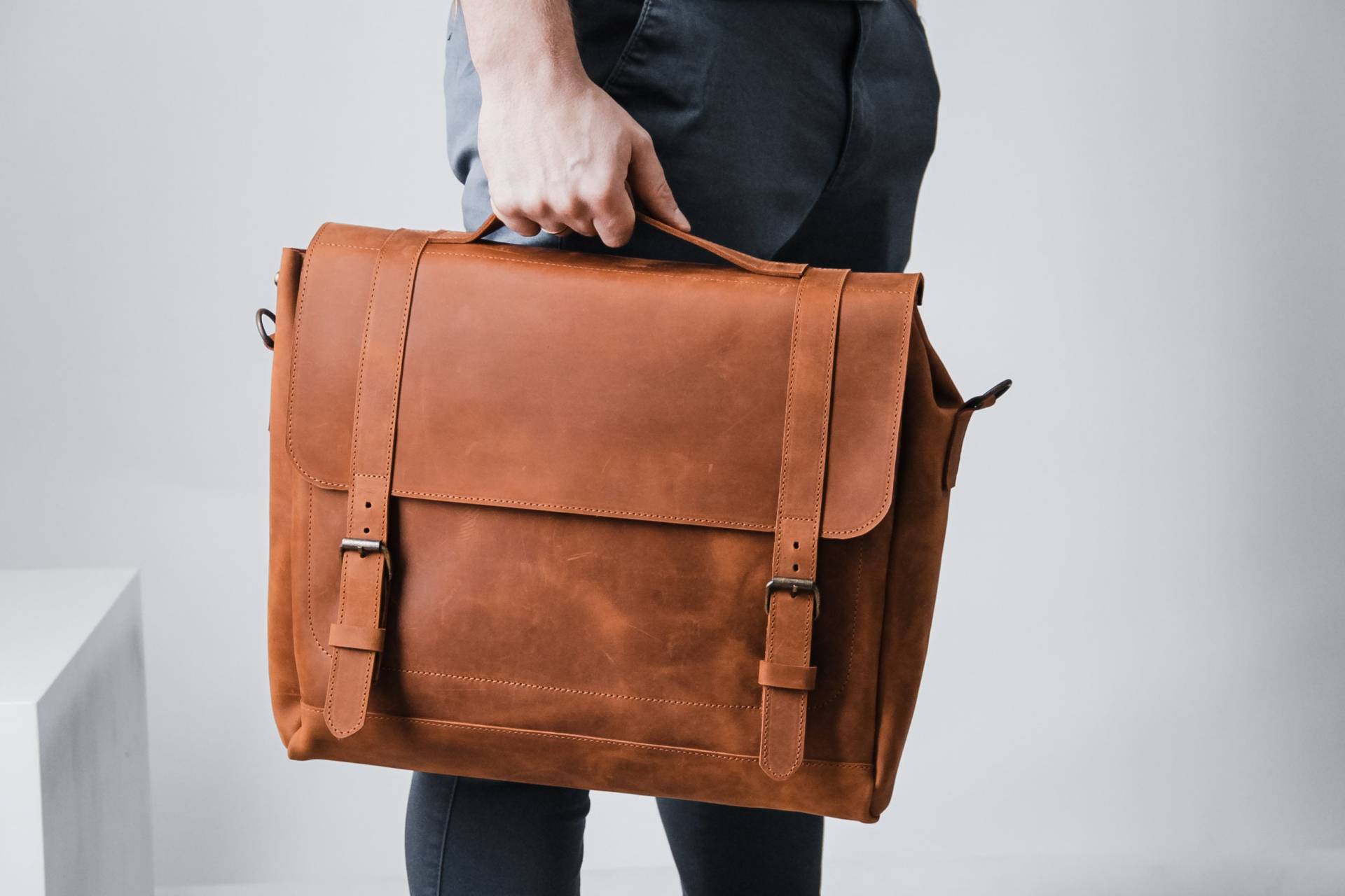 Umhängetasche Aktentasche, Computer Tasche, Leder College Echtes Umhängetasche, Für Schule, Crossbody Tasche Mann von PandaUA