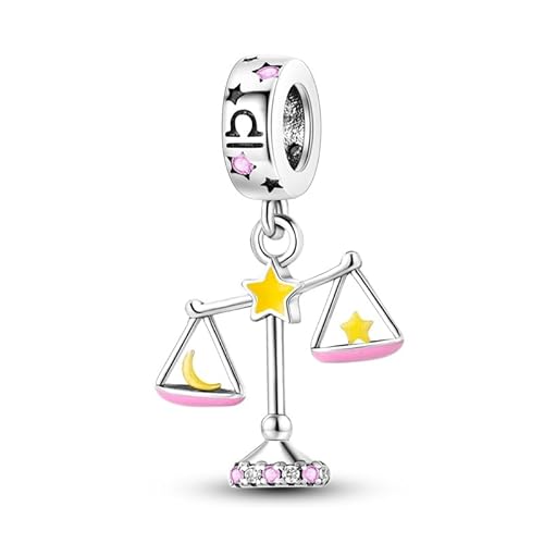 Pandach Damen Charm Anhänger Sternzeichen für Armband 925 Sterling Silber 12 Sternbilder Charms Beads passend für Pandora Armband, Kompatibel mit Europäischen Armband und Halskette für Frauen Mädchen von Pandach