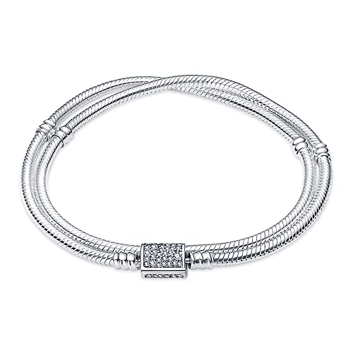 Pandach Armband Damen 925 Sterling Silber, Armbänder Moments Schlangen-Gliederarmband Armkette Valentinstag Muttertag Geburtstags Weihnachten Geschenk für Frauen Freundin Mama von Pandach