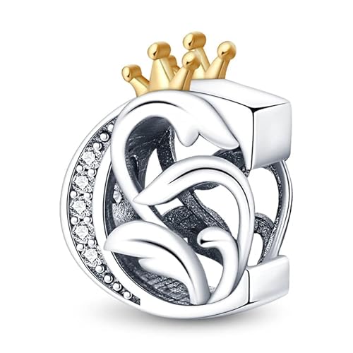 Pandach Damen Charm Anhänger Buchstabe C für Armband 925 Sterling Silber Charms Beads passend für Armband und Halskette, Kompatibel mit Europäischen Armbändern für Frauen Mädchen von Pandach