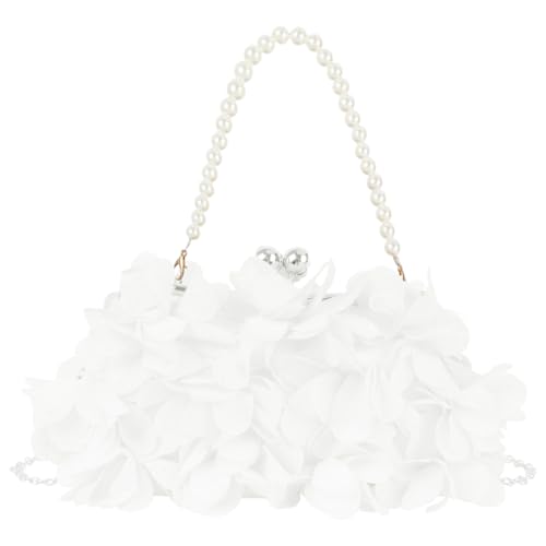 Pandalein Damen Blumen Clutch Seide Abendtasche Brauttasche Kleidertasche Handtasche mit Perlen Henkel Kette für Hochzeit Wedding Prom Party von Pandalein