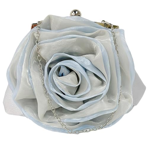 Pandalein Damen Blumen Clutch Seide Abendtasche Rose Brauttasche Kleidertasche Handtasche mit Kette für Hochzeit Wedding Prom Party von Pandalein