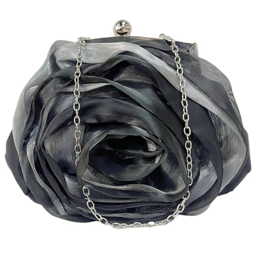 Pandalein Damen Blumen Clutch Seide Abendtasche Rose Brauttasche Kleidertasche Handtasche mit Kette für Hochzeit Wedding Prom Party von Pandalein