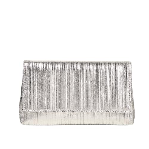 Pandalein Damen Glitzer Clutch Edel Abendtasche Leder Brauttasche Modern Kettentasche Glänzende Handtasche Envelope Crossbody Bag mit Kette für Hochzeit Wedding Prom Party (0030 Silber) von Pandalein