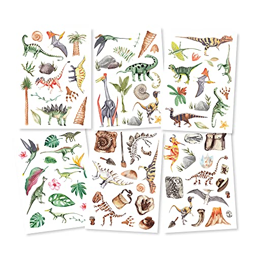 Pandawal® Tattoo für Kinder Dino Tattoos 6er Set Junge | Mädchen perfekt für Kindergeburtstag Party Mitgebsel Hautfreundliche Temporäre Kindertattoos von Pandawal