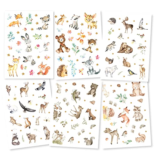 Pandawal® Tattoo für Kinder Waldtiere Tattoos 6er Set Junge | Mädchen perfekt für Kindergeburtstag Party Mitgebsel Hautfreundliche Temporäre Kindertattoos von Pandawal