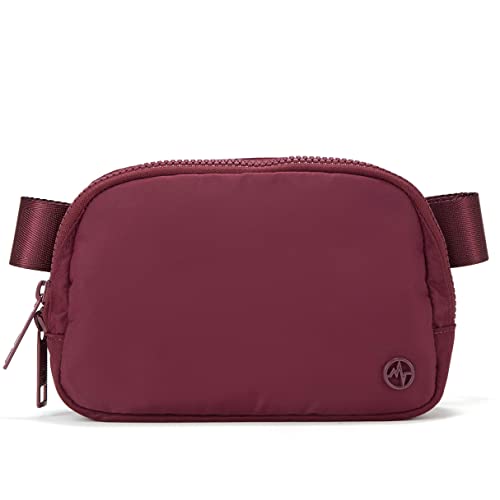 Pander Gürteltasche mit doppeltem Reißverschluss, Nylon, modische Hüfttaschen für Frauen mit verstellbarem Riemen, 1 l., Roter Merlot, Überall Gürteltaschen von Pander