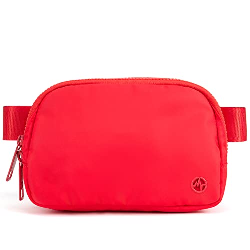 Pander Gürteltasche mit doppeltem Reißverschluss, Nylon, modische Hüfttaschen für Frauen mit verstellbarem Riemen, 1 l., rot, Überall Gürteltaschen von Pander