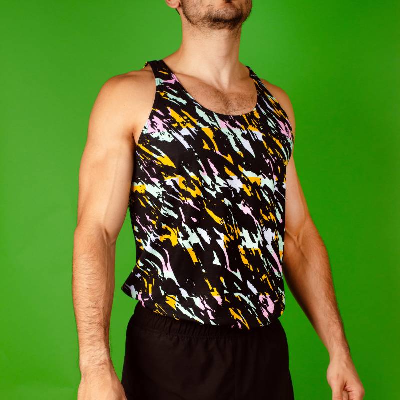 80Er Jahre Muster Tank Top, 1980Er Inspiriert Pinselstrich Retro Vintage Gym Workout Für Bodybuilding Und Übung von PanderShirts