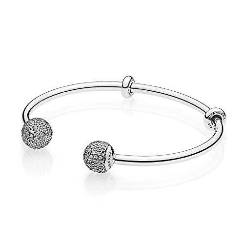 Pandora Damen Armreif Silber mit Pavé-Kugelverschluss 16cm von Pandora