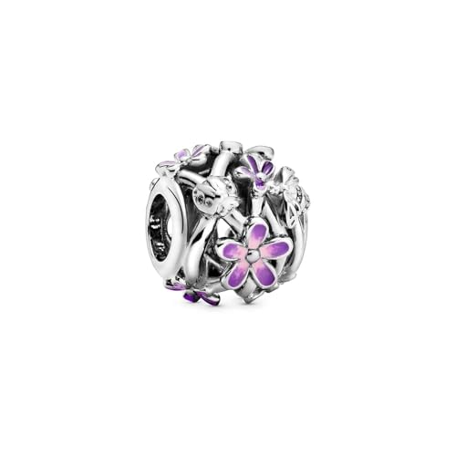 PANDORA Offen gearbeitetes, lilafarbenes Gänseblümchen Charm, Kollektion Garden, aus Sterlingsilber, 798772C02 von PANDORA