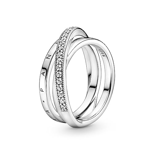 PANDORA Ring "überkreuzendes Dreifachband" silber, Zirkonia 199057C01 54 von Pandora