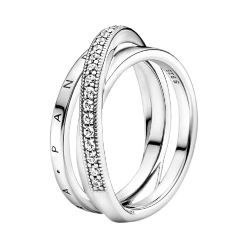 PANDORA Ring "überkreuzendes Dreifachband" silber, Zirkonia 199057C01 58 von Pandora