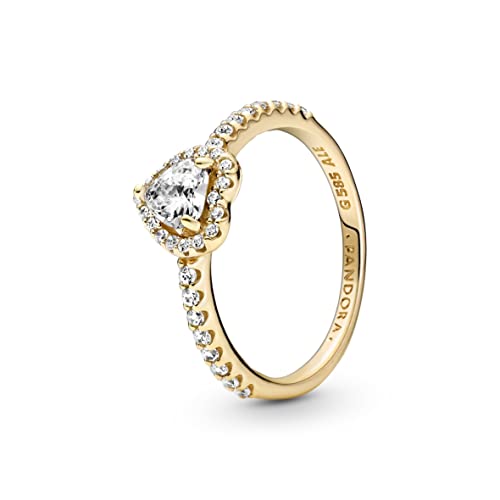 PANDORA Damen Ring "Erhöhtes Herz" 14k Gold, Zirkonia 159139C01 52 von Pandora