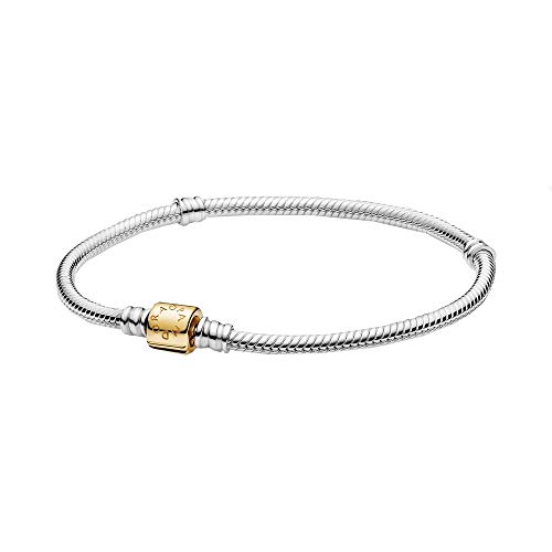 PANDORA Armband "Moments" Silber Schlangenverschluss 14K Gold 599347C00 23 cm von Pandora