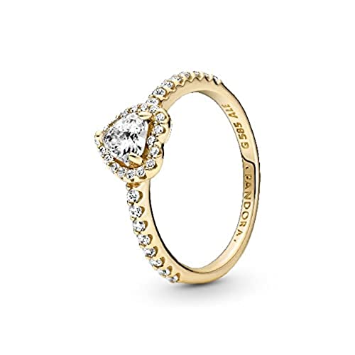 PANDORA Damen Ring "Erhöhtes Herz" 14k Gold, Zirkonia 159139C01 58 von Pandora