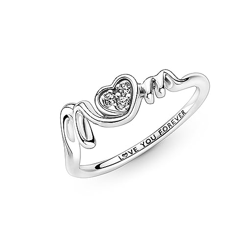 PANDORA Damen Ring "MOM mit Herz" Silber mit Zirkonia 191149C01 191149C01-52 von Pandora