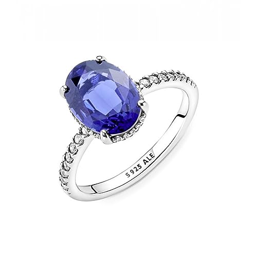 PANDORA Ring Timeless "funkelnder Stein" silber, blauer Kristall, Zirkonia 190056C01 56 von Pandora