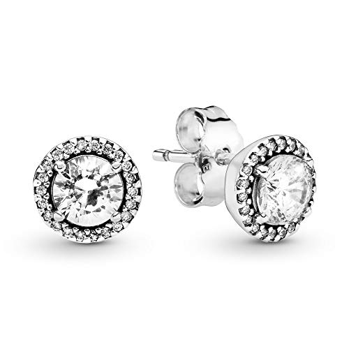 PANDORA Timeless Round Sparkle Ohrringe Rund aus Sterling Silber mit Zirkonia Steinchen - Größe ca. 8mm von PANDORA
