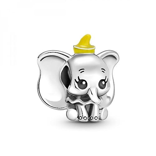 PANDORA Disney Dumbo Charm-Anhänger aus Sterling Silber mit gelber Mütze, Breite: 16mm, 799392C01 von PANDORA