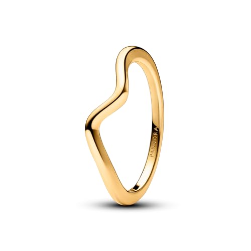 PANDORA Timeless Polierte Welle Ring mit vergoldeter Metalllegierung, Größe 56, 163095C00-56 von PANDORA