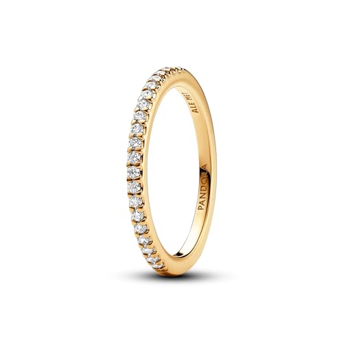 PANDORA Timeless Funkelnder Band-Ring aus Sterling Silber mit vergoldeter Metalllegierung, Cubic Zirkoniastein verziert, Größe: 58, 162999C01-58 von PANDORA