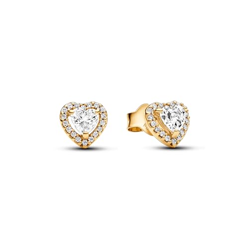 PANDORA Funkelndes Erhabenes Herz Ohrringe aus Sterling Silber mit 14 Karat vergoldeter Metalllegierung und Zirkonia, 268427C01 PANDORA Funkelndes Erhabenes Herz Ohrringe aus Sterling Silber mit 14 Karat vergoldeter Metalllegierung und Zirkonia, 268427C01 von PANDORA