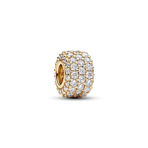 PANDORA Moments Funkelndes Dreireihiges Pavé-Charm aus Sterling Silber mit vergoldeter Metalllegierung, Zirkonia, Kompatibel Moments Armbändern, 762820C01 PANDORA Moments Funkelndes Dreireihiges Pavé-Charm aus Sterling Silber mit vergoldeter Metalllegierung, Zirkonia, Kompatibel Moments Armbändern, 762820C01 von PANDORA