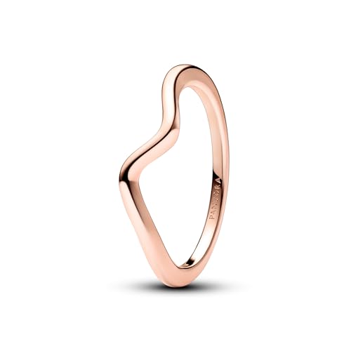 PANDORA Timeless Polierte Welle Ring aus Sterling Silber mit rosévergoldet Metalllegierung, Größe 52, 183095C00-52 von PANDORA