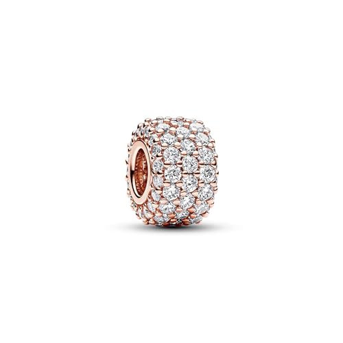 PANDORA Moments Funkelndes Dreireihiges Pavé-Charm aus Sterling Silber mit rosévergoldeter Metalllegierung, Zirkonia, Kompatibel Moments Armbändern, 782820C01 PANDORA Moments Funkelndes Dreireihiges Pavé-Charm aus Sterling Silber mit rosévergoldeter Metalllegierung, Zirkonia, Kompatibel Moments Armbändern, 782820C01 von PANDORA