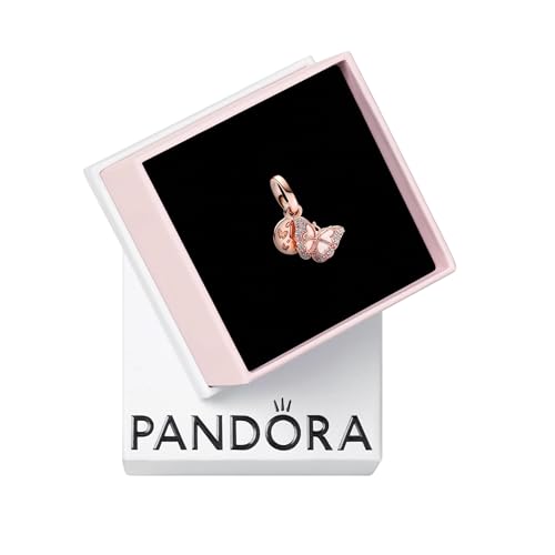 PANDORA Rosafarbener Schmetterling & Spruch Doppelter Charm-Anhänger aus Rosévergoldeter Metalllegierung mit Cubic Zirkonia in der Farbe Rosé, PANDORA Moments Kollektion, 782555C01 PANDORA Rosafarbener Schmetterling & Spruch Doppelter Charm-Anhänger aus Rosévergoldeter Metalllegierung mit Cubic Zirkonia in der Farbe Rosé, PANDORA Moments Kollektion, 782555C01 von PANDORA