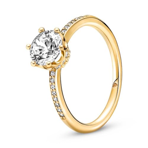 PANDORA SHINE Ring "funkelnde Krone" gelbvergoldet, Zirkonia 168289C01 60 von PANDORA