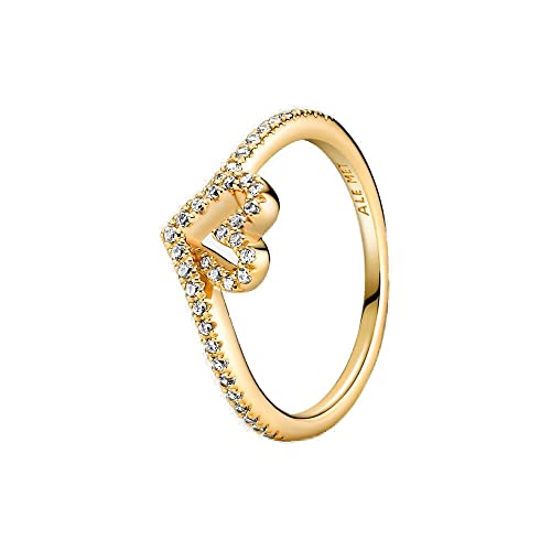 PANDORA SHINE Ring Timeless "Glitzerndes Herz" 14k gelbvergoldet, Zirkonia 169302C01 60 von PANDORA