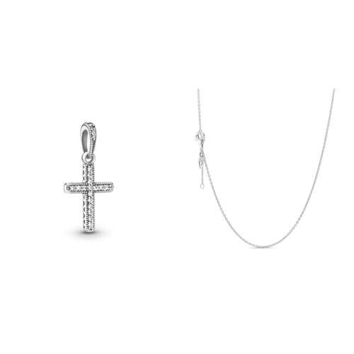 Pandora Anhänger Klassisches Kreuz 397571CZ & Damen-Erbskette Silberkette 925 Silber 45 cm - 590515-45 von PANDORA