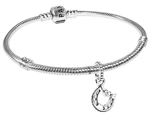 PANDORA Armband Starter-Set Hufeisen 925 Sterlingsilber zauberhafter Silberschmuck für Damen, elegante Geschenkidee für modische Frauen, 39720-18 18 cm von PANDORA