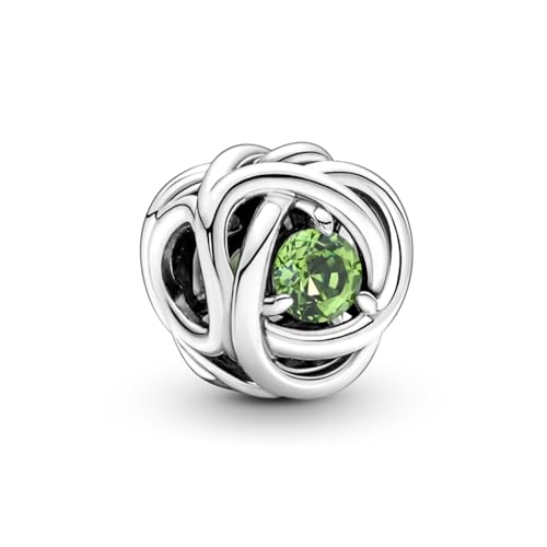 PANDORA August Geburtsstein Frühlingsgrüner Ewigkeitskreis Charm aus Sterling-Silber mit Kristallen, 790065C03 von PANDORA